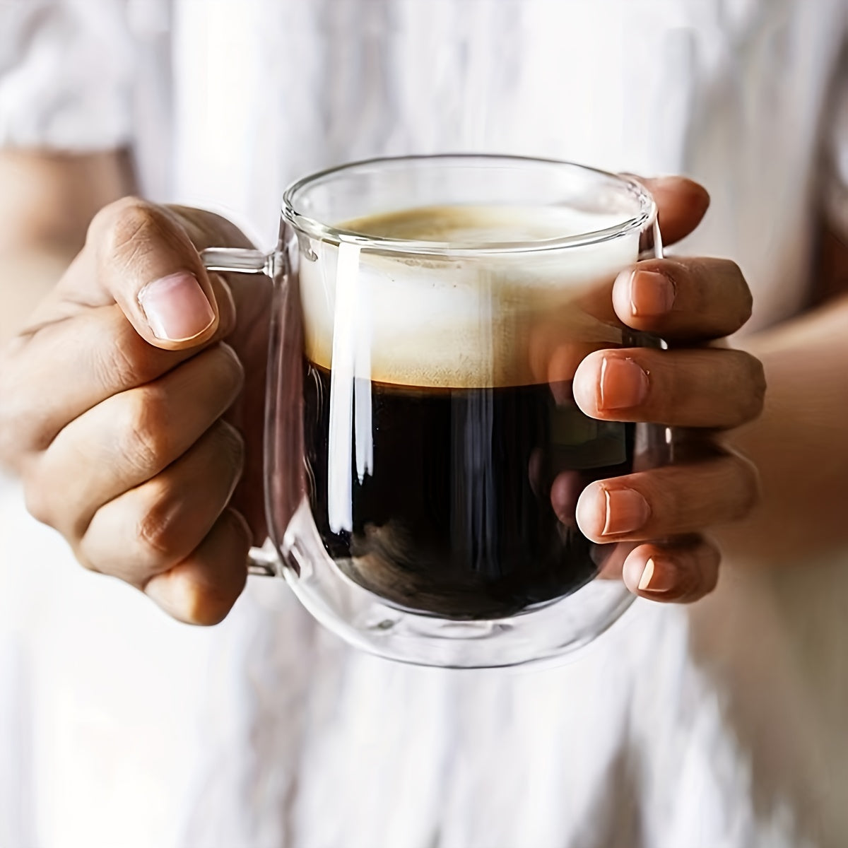 Double-Walled Glass Coffee Mug with Handle -