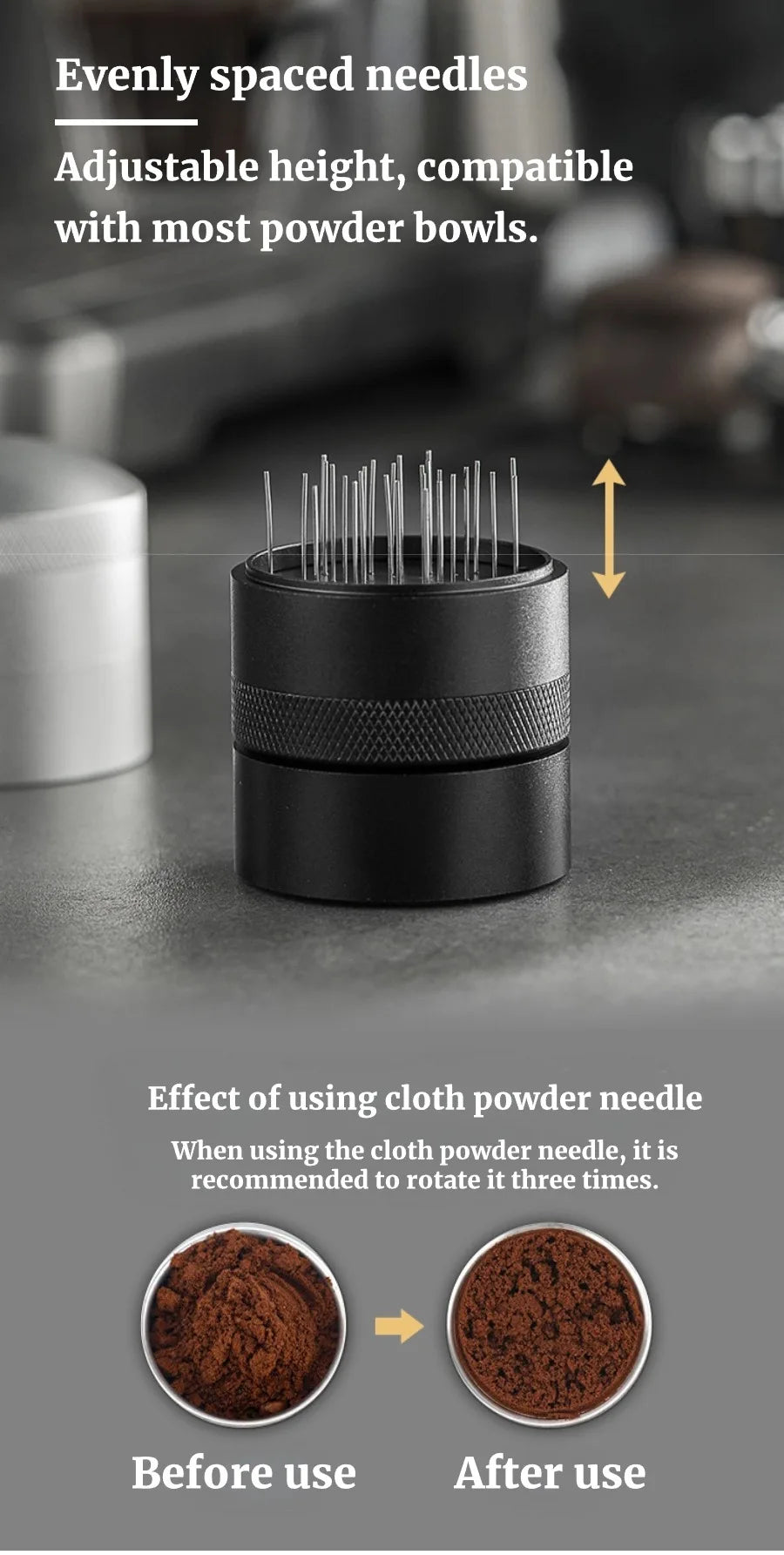 Espresso Stirrer WDT Tool, Espresso Distribution Tool for 51mm 54mm 53mm 58mm Portafilter, Coffee Powder Stirring Tool