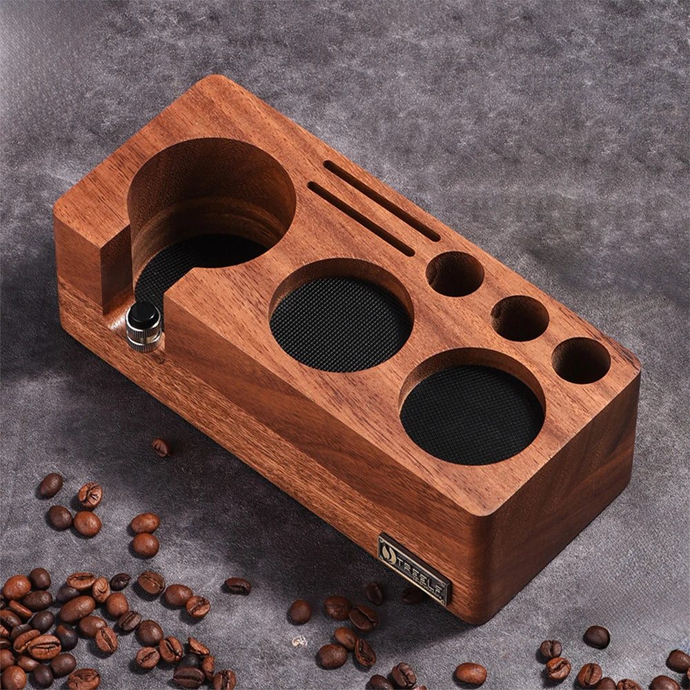 TREELF Coffee Tamper Holder Multifunctional Stand Walnut Espresso
