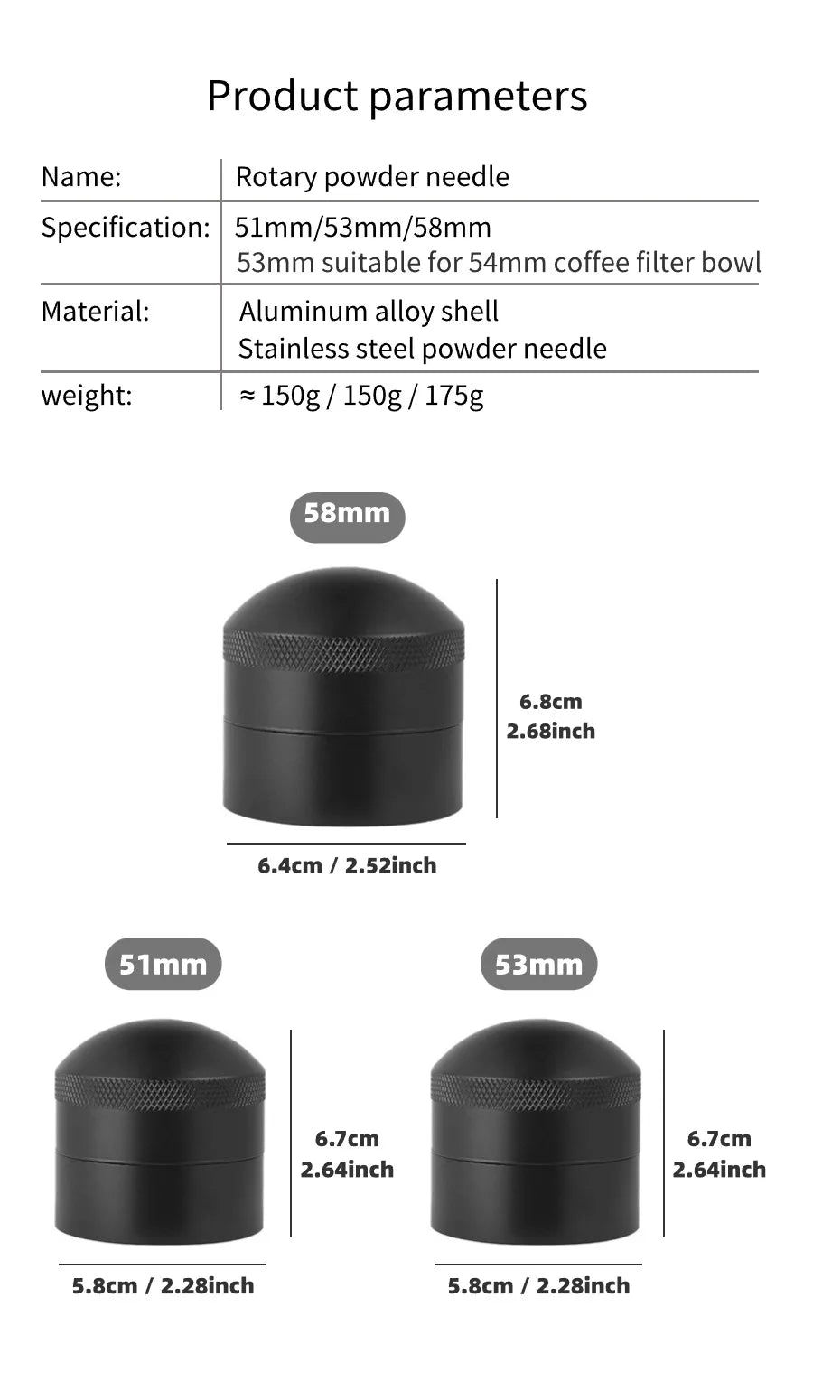 Espresso Stirrer WDT Tool, Espresso Distribution Tool for 51mm 54mm 53mm 58mm Portafilter, Coffee Powder Stirring Tool