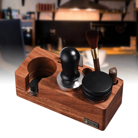TREELF Coffee Tamper Holder Multifunctional Stand Walnut Espresso