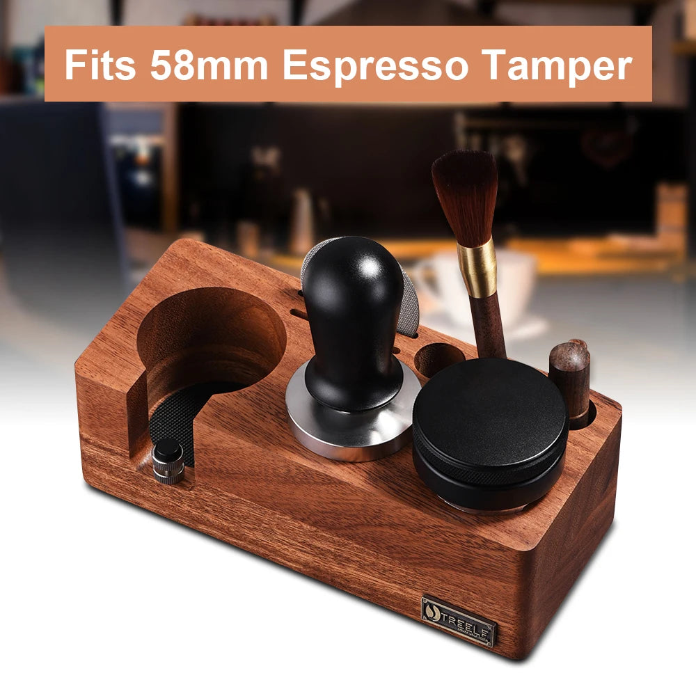 TREELF Coffee Tamper Holder Multifunctional Stand Walnut Espresso